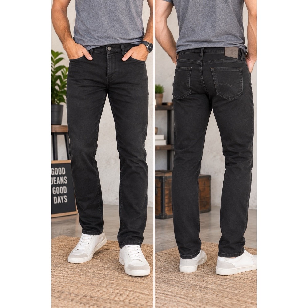 Lee Slim Fit Jeans Mens 42x30 Black Straight Leg 5 Pocket Denim